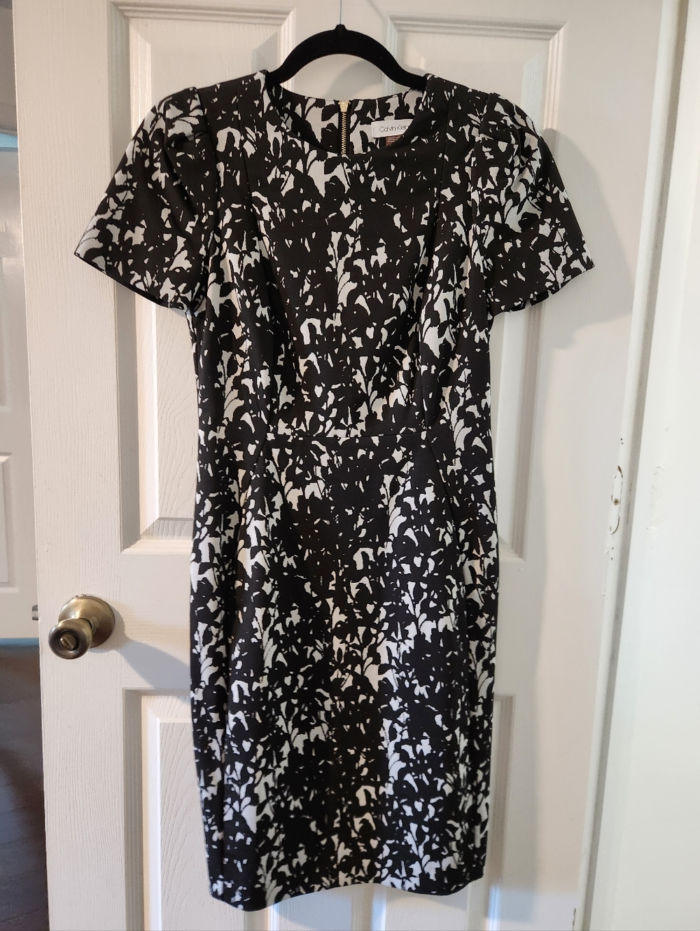 Classic Navy & White Printed Short Sleeve Dress